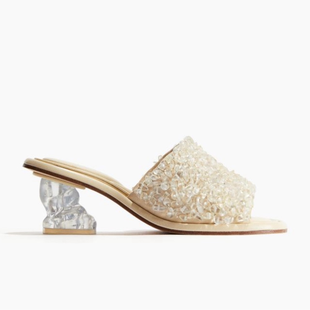 Hm beaded leather mules
